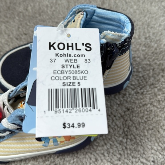 Bluey Kids High-Top Sneakers - Blue,Yellow and White Toddler size 5 - Picture 6 of 7